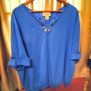 Anthony Richards v-neck three quarter inch button-up sleeve t-shirt